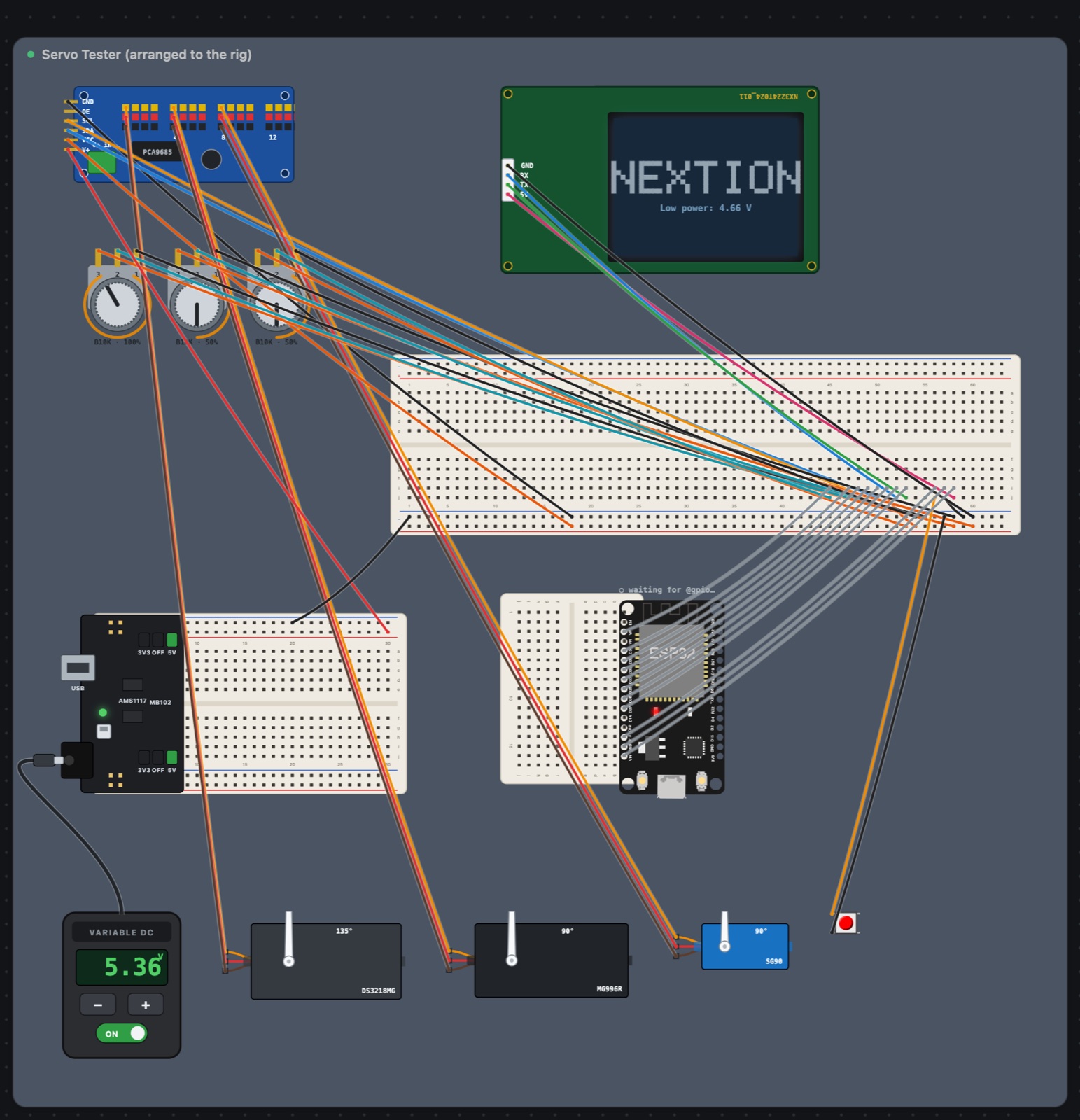 Servo Tester arranged to the rig