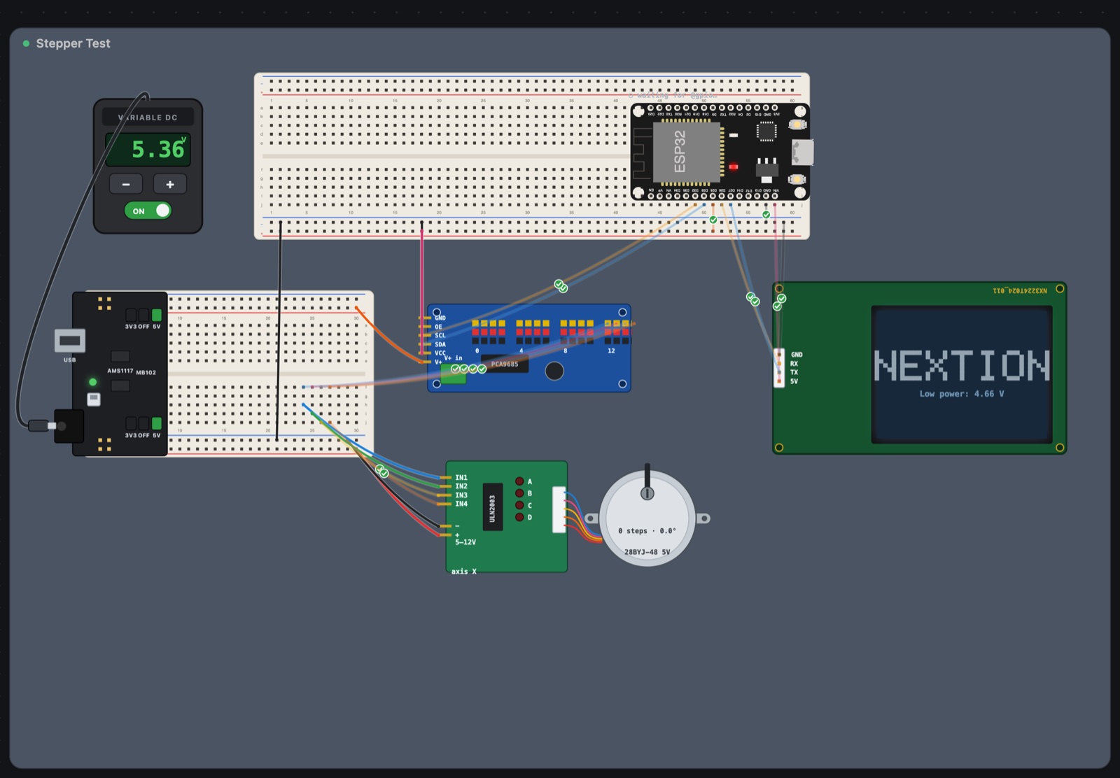 Stepper Test after Tidy wires