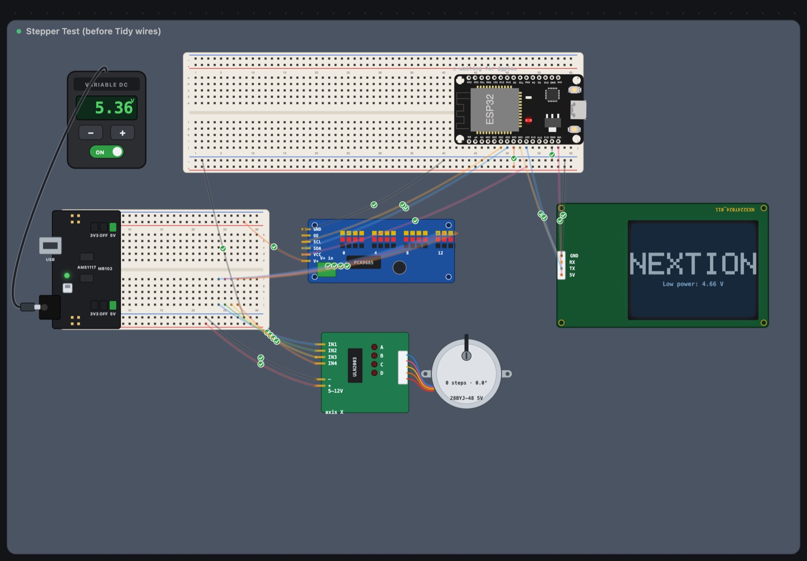 Stepper Test before Tidy wires
