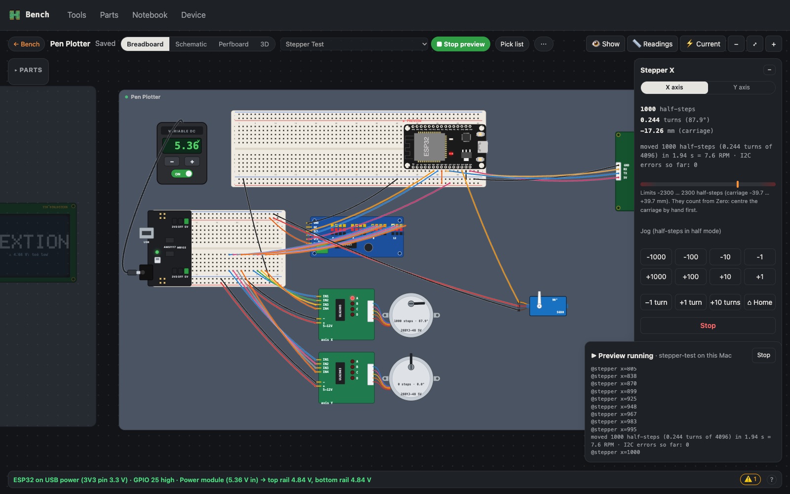 The stepper sketch running in Preview
